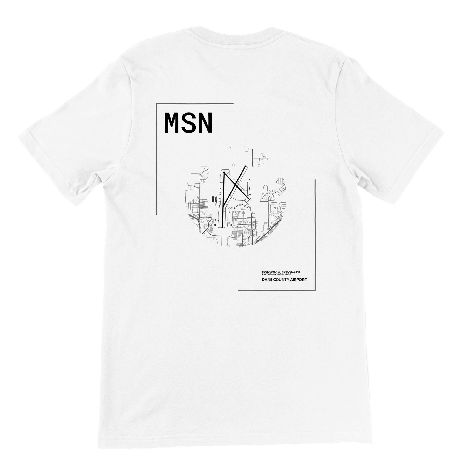 White MSN Airport Diagram T-Shirt Back