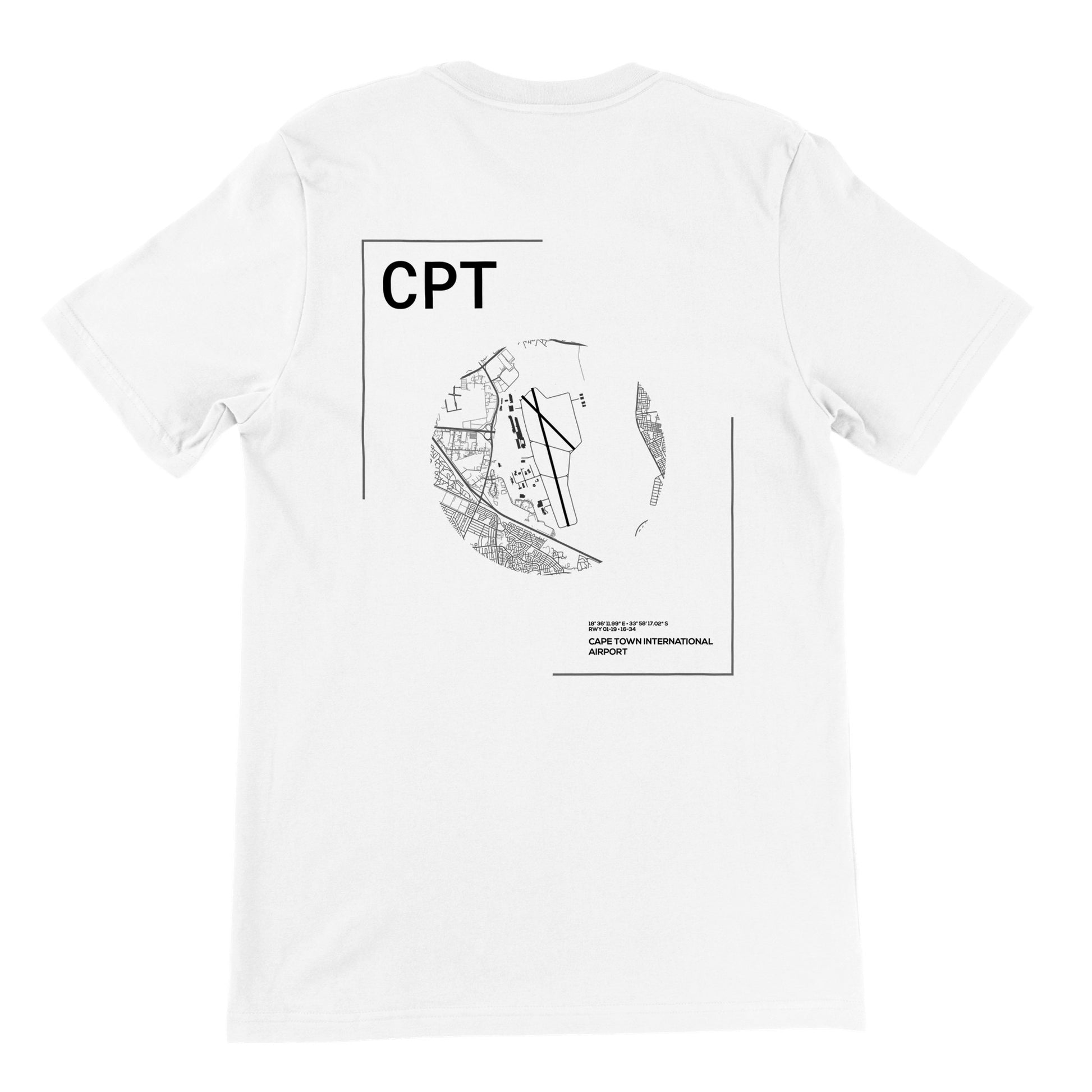 White CPT Airport Diagram T-Shirt Back