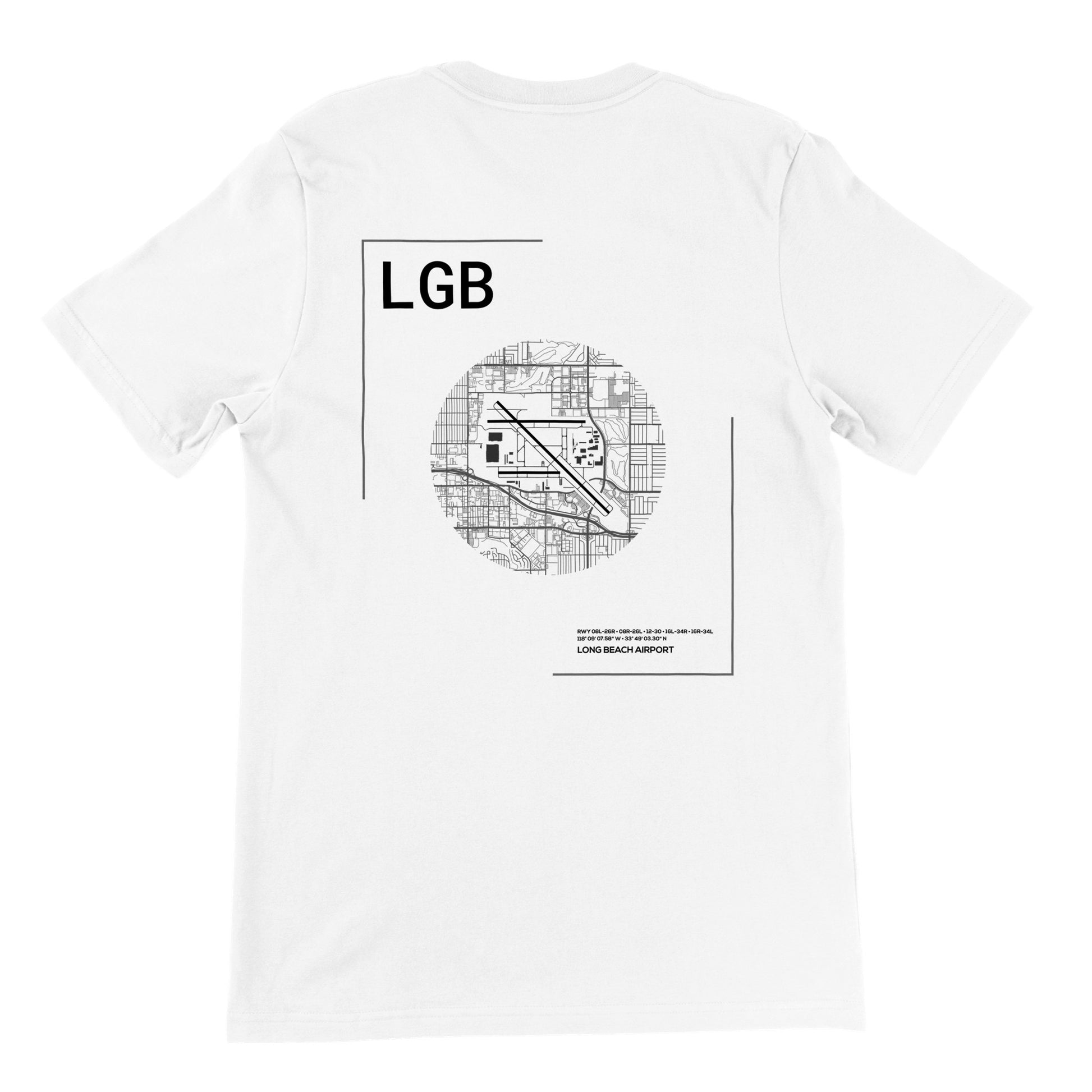 White LGB Airport Diagram T-Shirt Back
