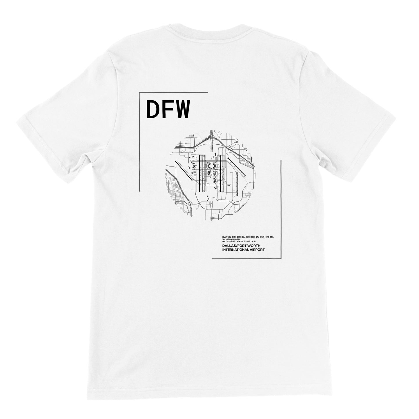 White DFW Airport Diagram T-Shirt Back