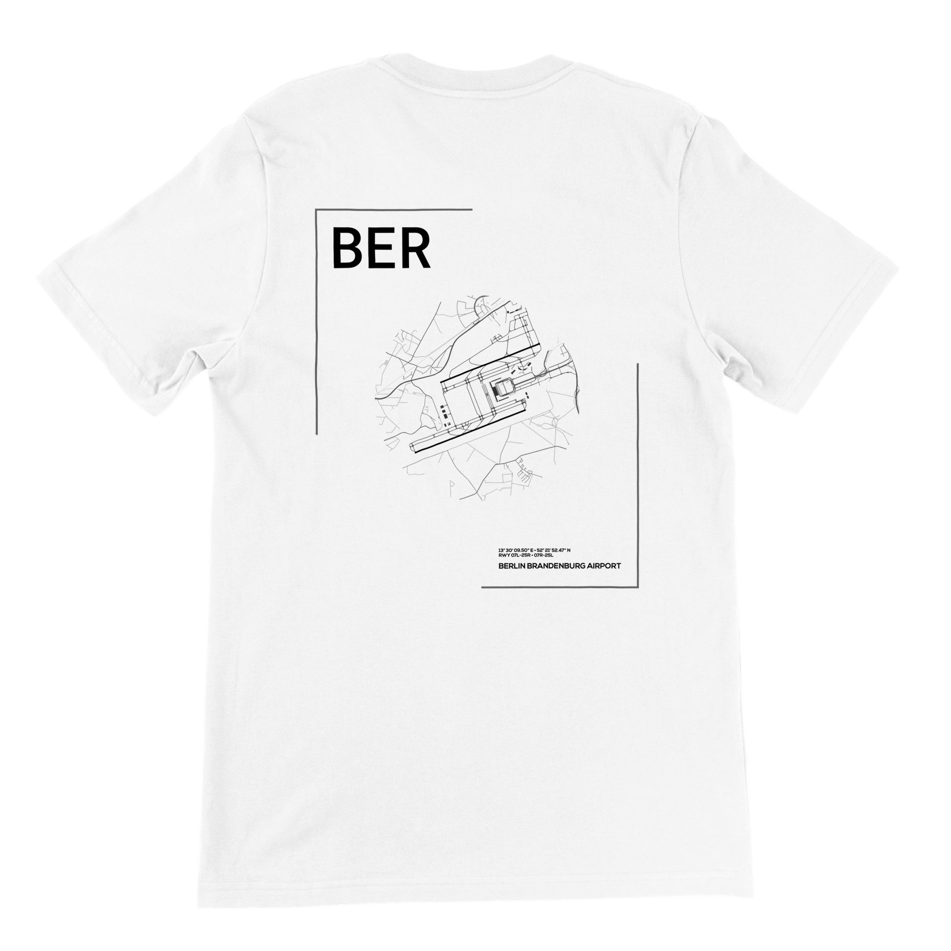 White BER Airport Diagram T-Shirt Back