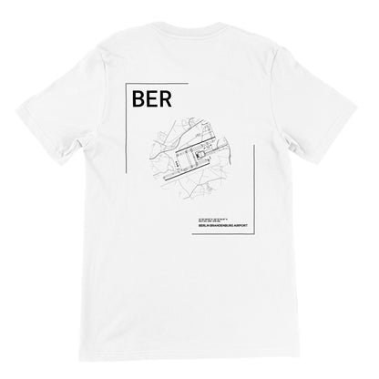 White BER Airport Diagram T-Shirt Back