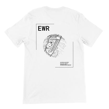 White EWR Airport Diagram T-Shirt Back