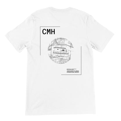 White CMH Airport Diagram T-Shirt Back