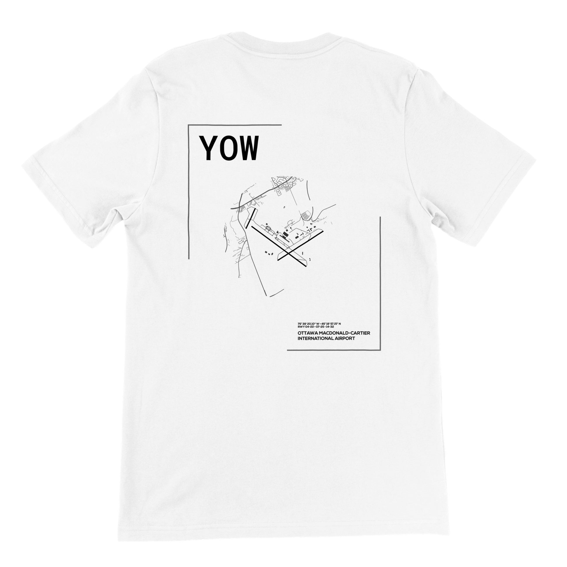White YOW Airport Diagram T-Shirt Back