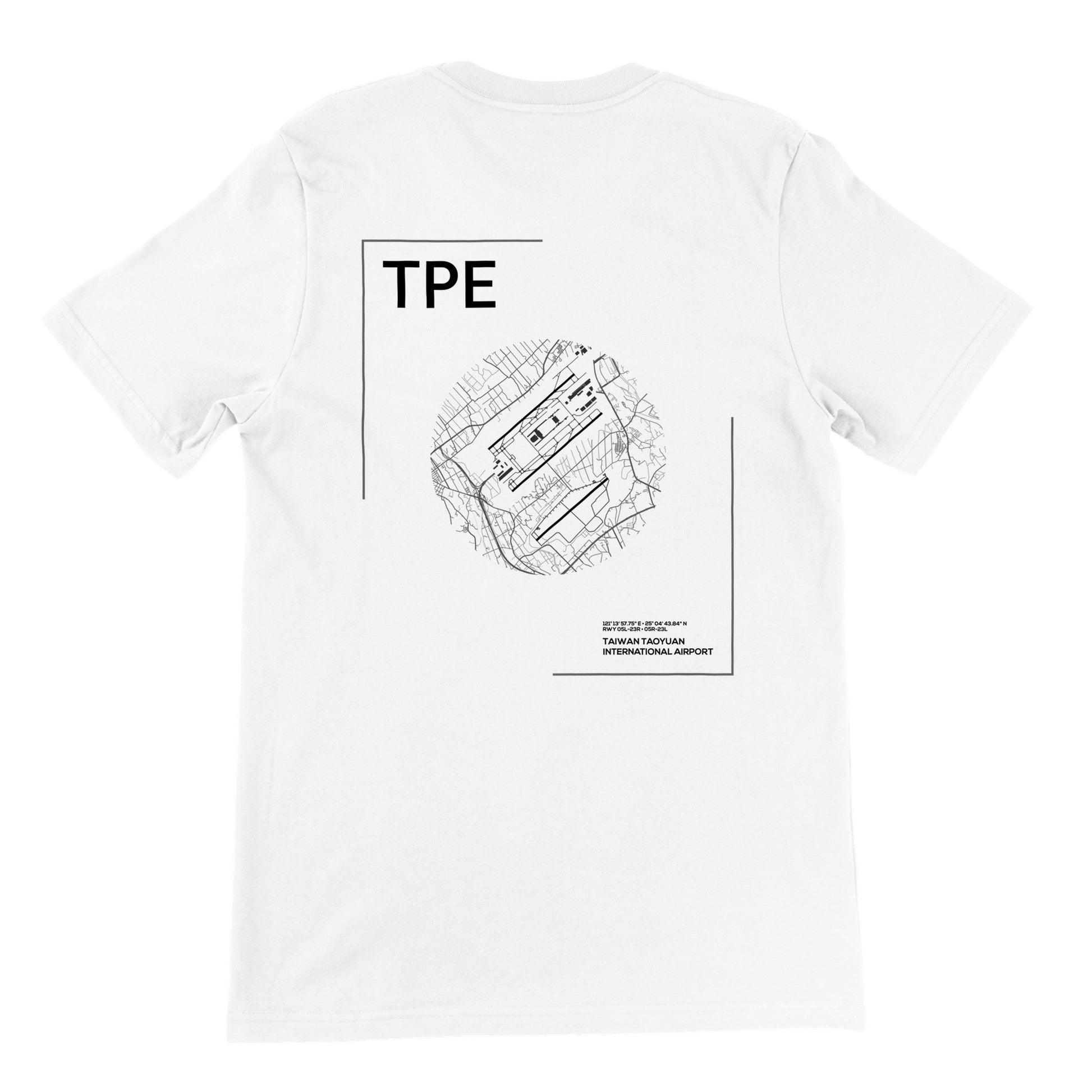 White TPE Airport Diagram T-Shirt Back