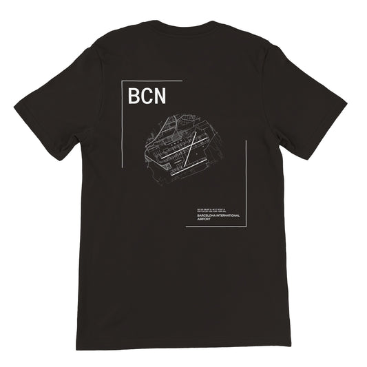 Black BCN Airport Diagram T-Shirt Back