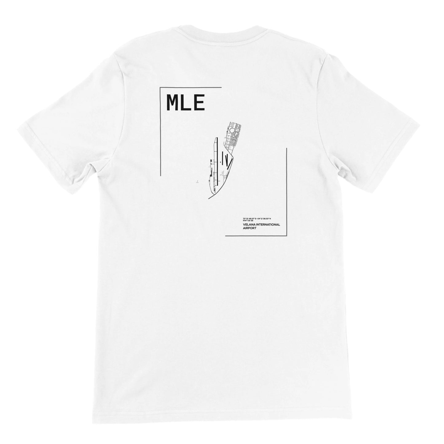 White MLE Airport Diagram T-Shirt Back