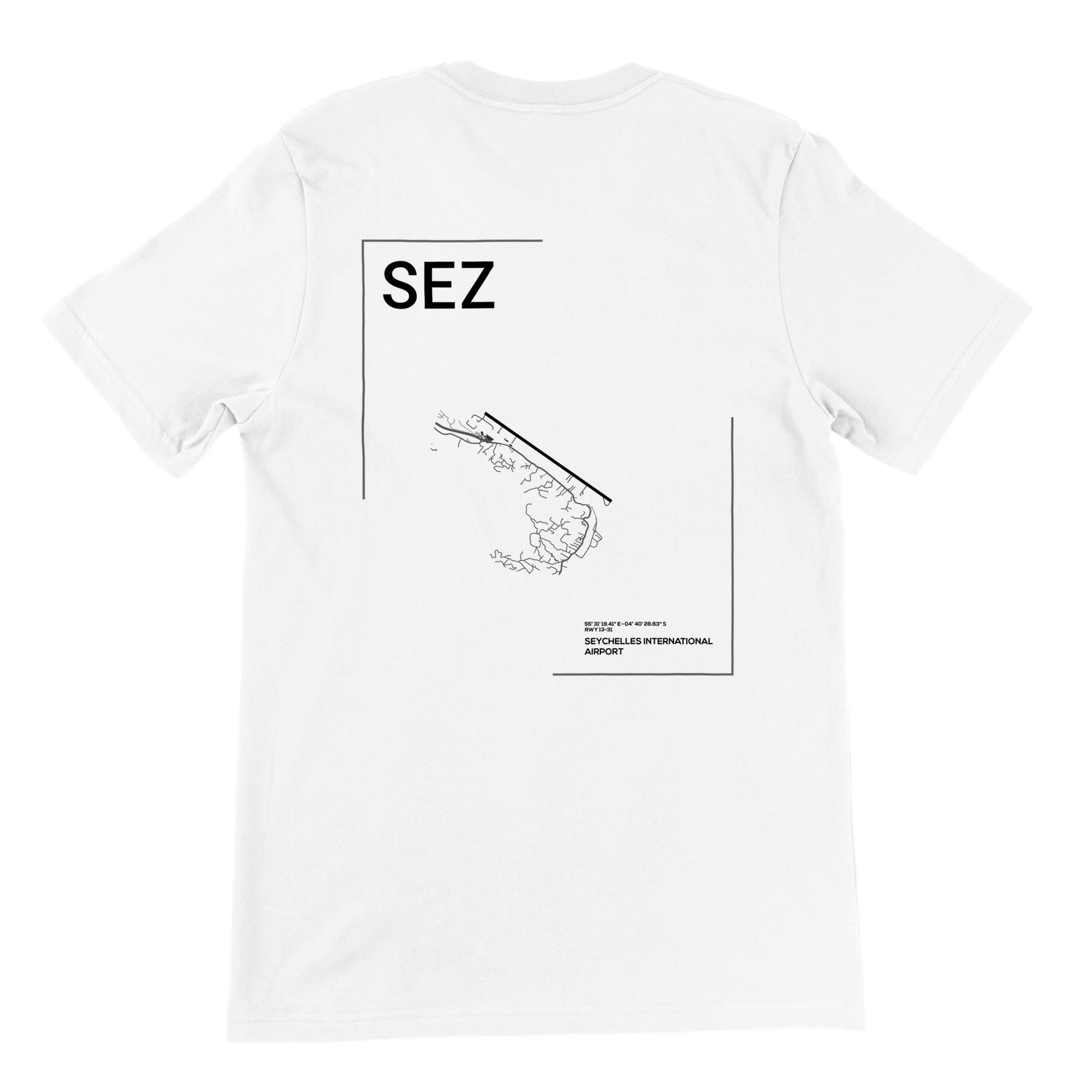 White SEZ Airport Diagram T-Shirt Back