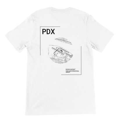 White PDX Airport Diagram T-Shirt Back