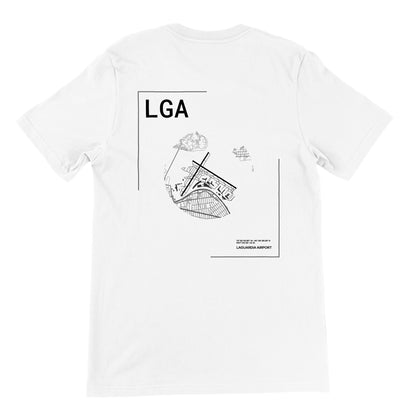 White LGA Airport Diagram T-Shirt Back