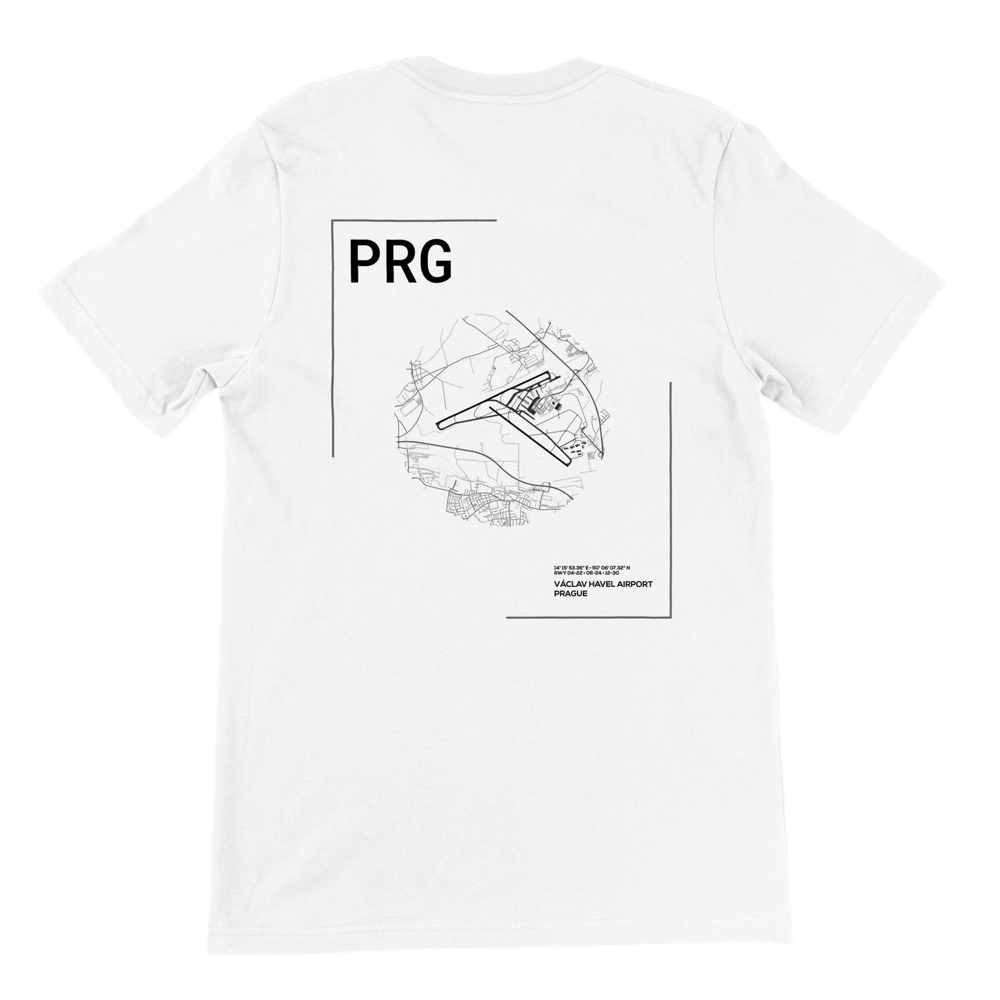 White PRG Airport Diagram T-Shirt Back