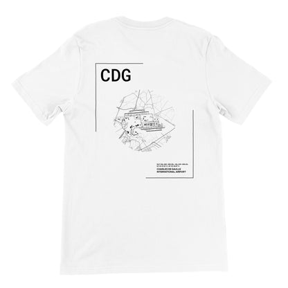 White CDG Airport Diagram T-Shirt Back