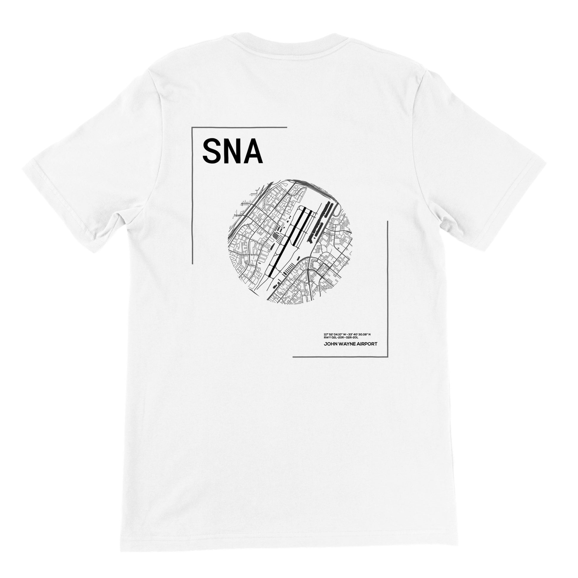 White SNA Airport Diagram T-Shirt Back