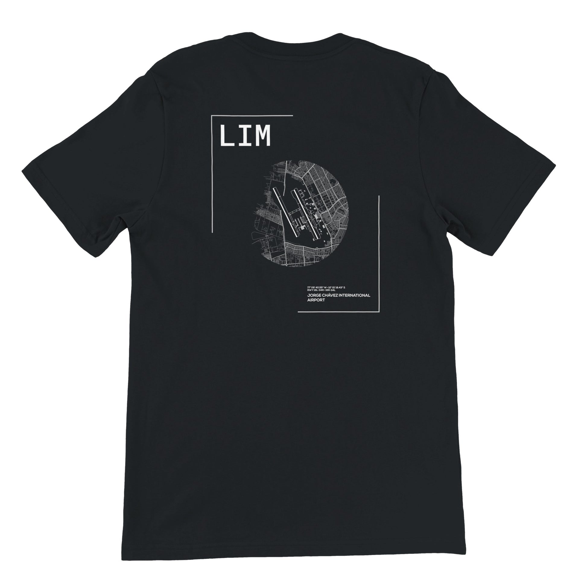 Black LIM Airport Diagram T-Shirt Back