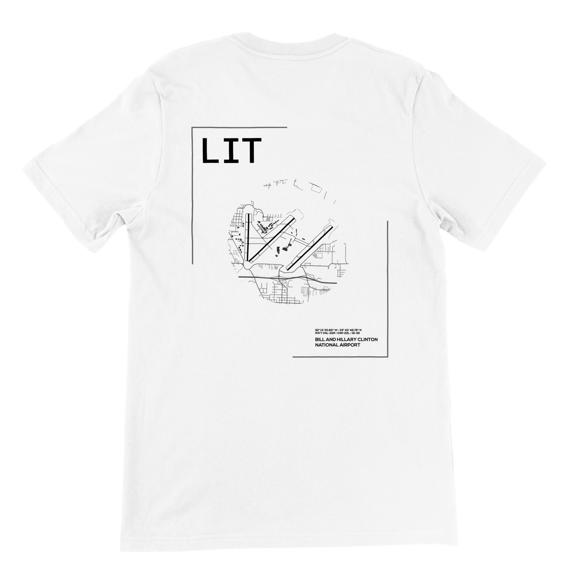 White LIT Airport Diagram T-Shirt Back