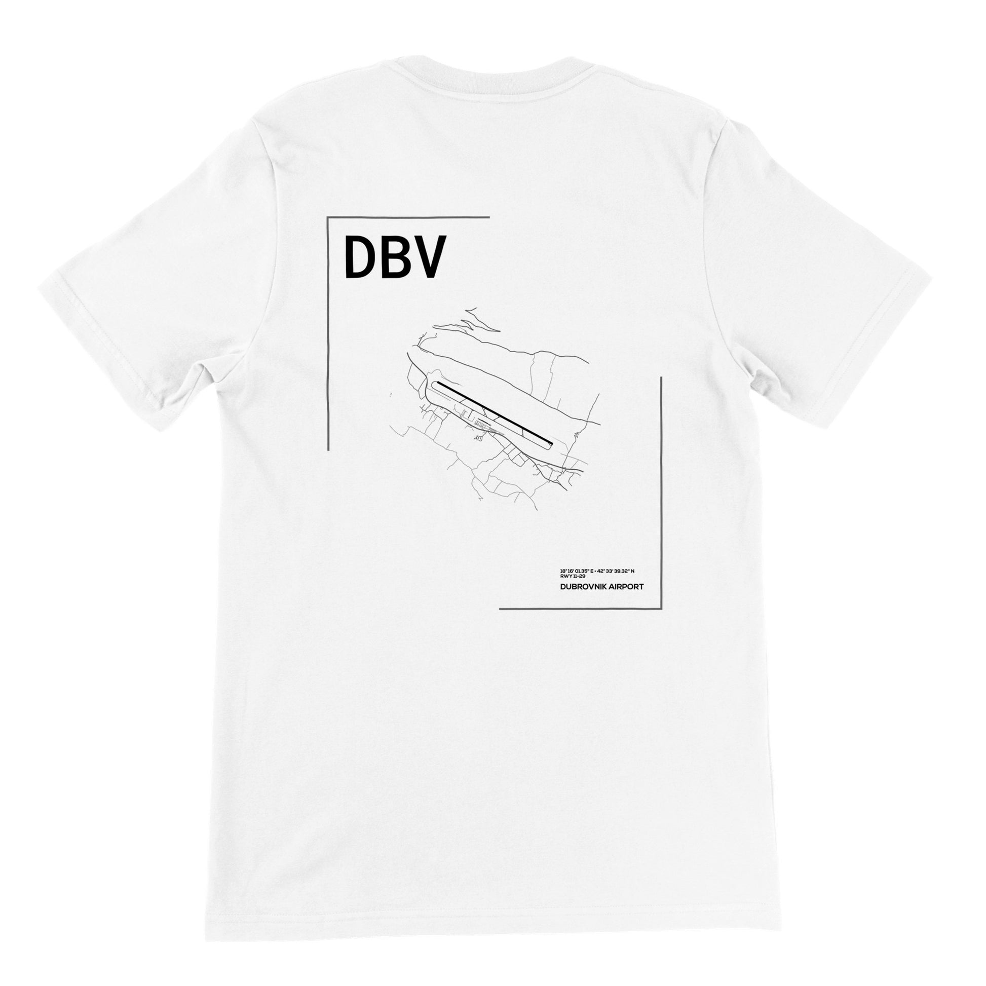 White DBV Airport Diagram T-Shirt Back
