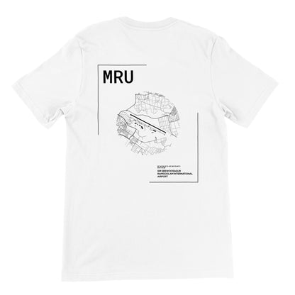 White MRU Airport Diagram T-Shirt Back