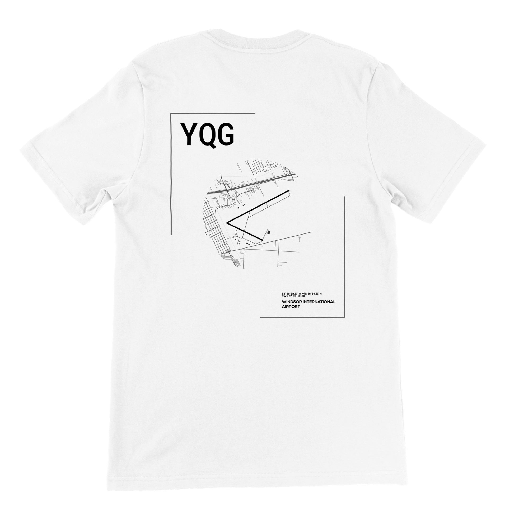 White YQG Airport Diagram T-Shirt Back