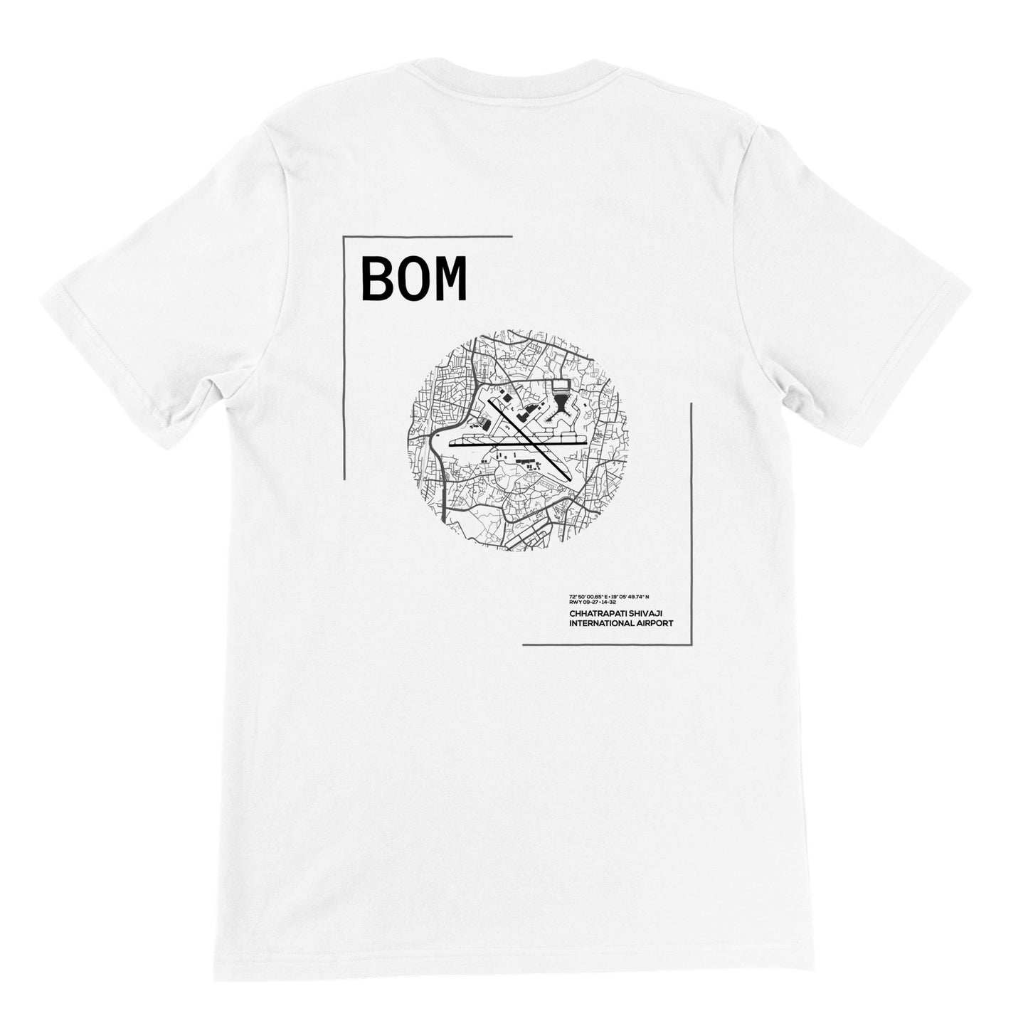 White BOM Airport Diagram T-Shirt Back