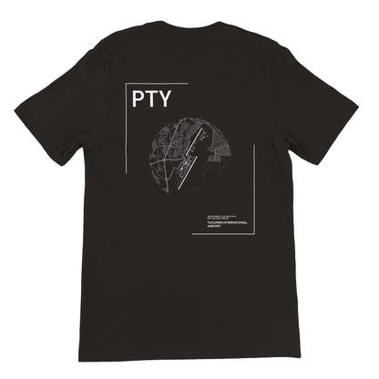 Black PTY Airport Diagram T-Shirt Back